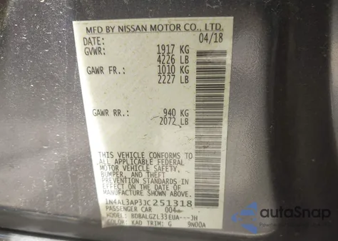 2018 Nissan Altima 2.5 S z USA, uszkodzony, nr VIN 1N4AL3AP3JC251318